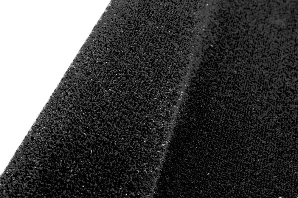 Tappeto per prato artificiale di alta qualità, colore nero e grigio, morbido, al metro, diverse misure, con gommini di drenaggio, permeabile all'acqua