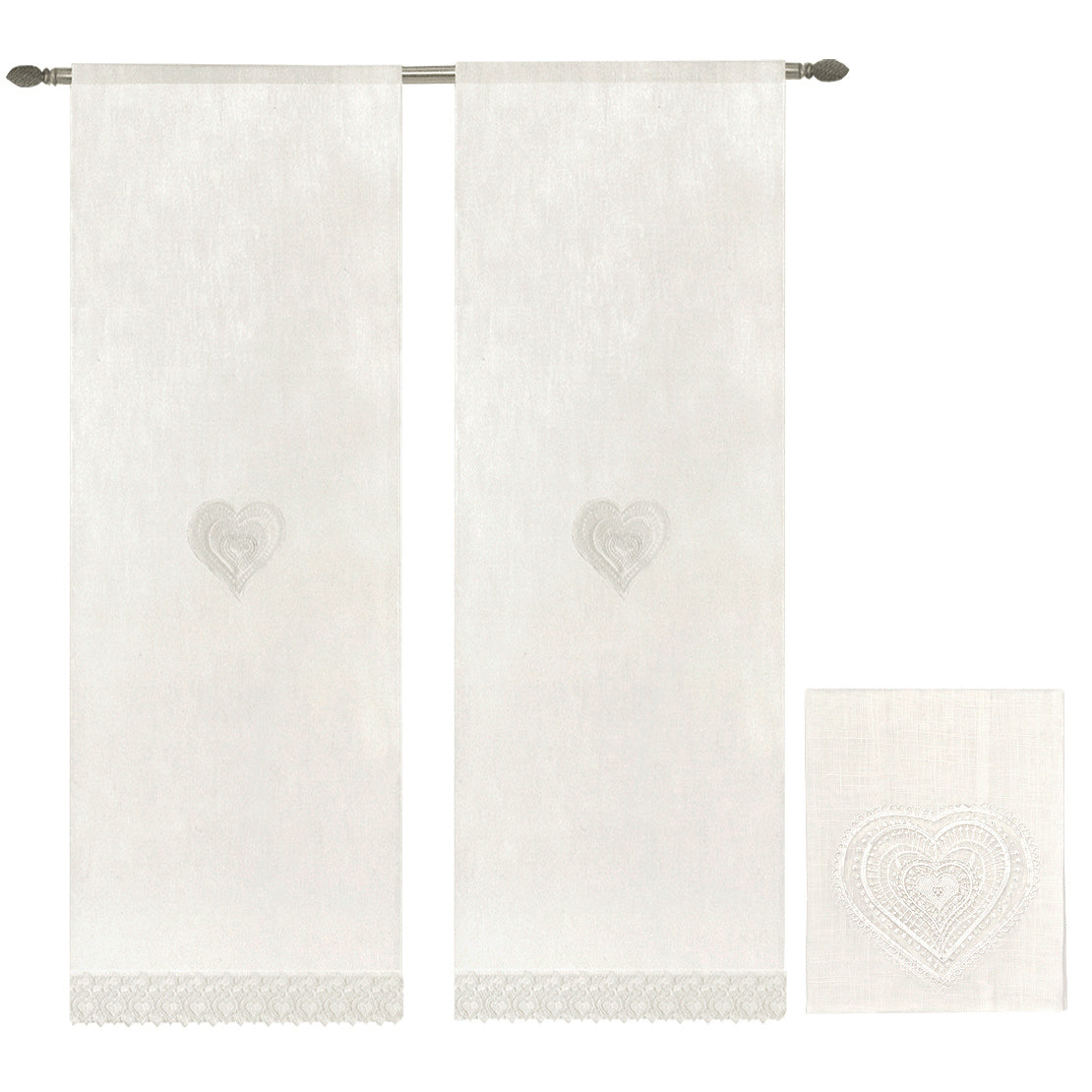 COPPIA DI TENDE CUORE PIZZO